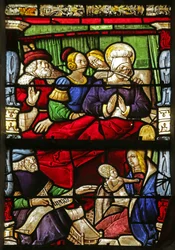 Fenster, das die Geburt des heiligen Johannes des Täufers zeigt